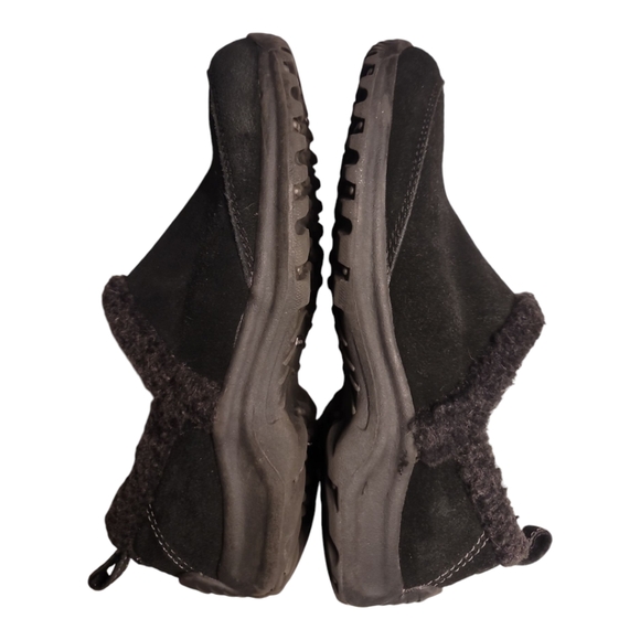 Lands End slip-on loafer black suede faux fur womens 8.5B 247709 - Picture 3 of 7